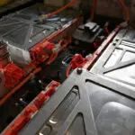 Close up image of a Nissan Leaf battery